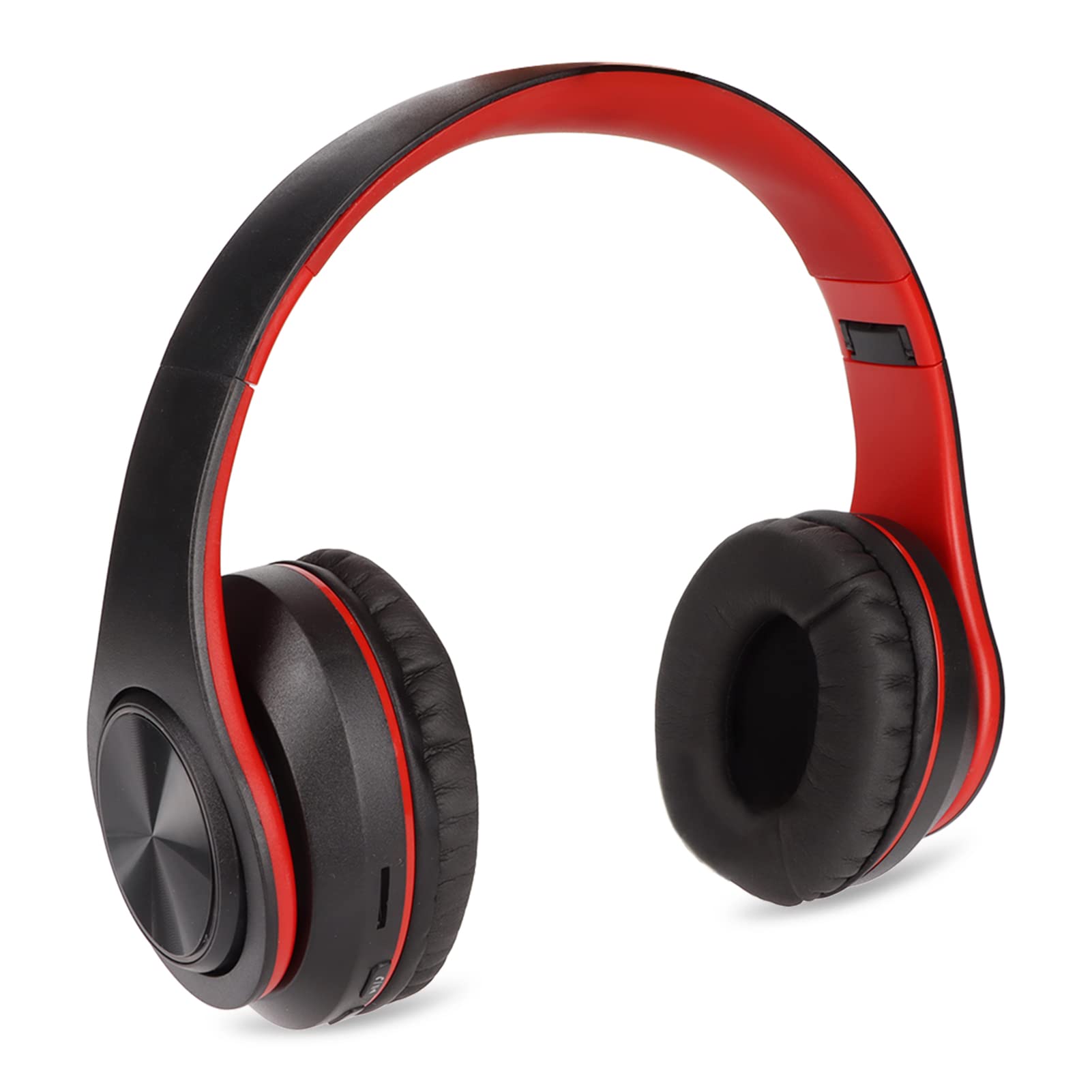 Premium Foldable Wireless Headphones with Powerful Bass & Noise Cancellation - 40mm Stereo Over-Ear Headset for Travel, PC Gaming & Office Use (Black & Red)
