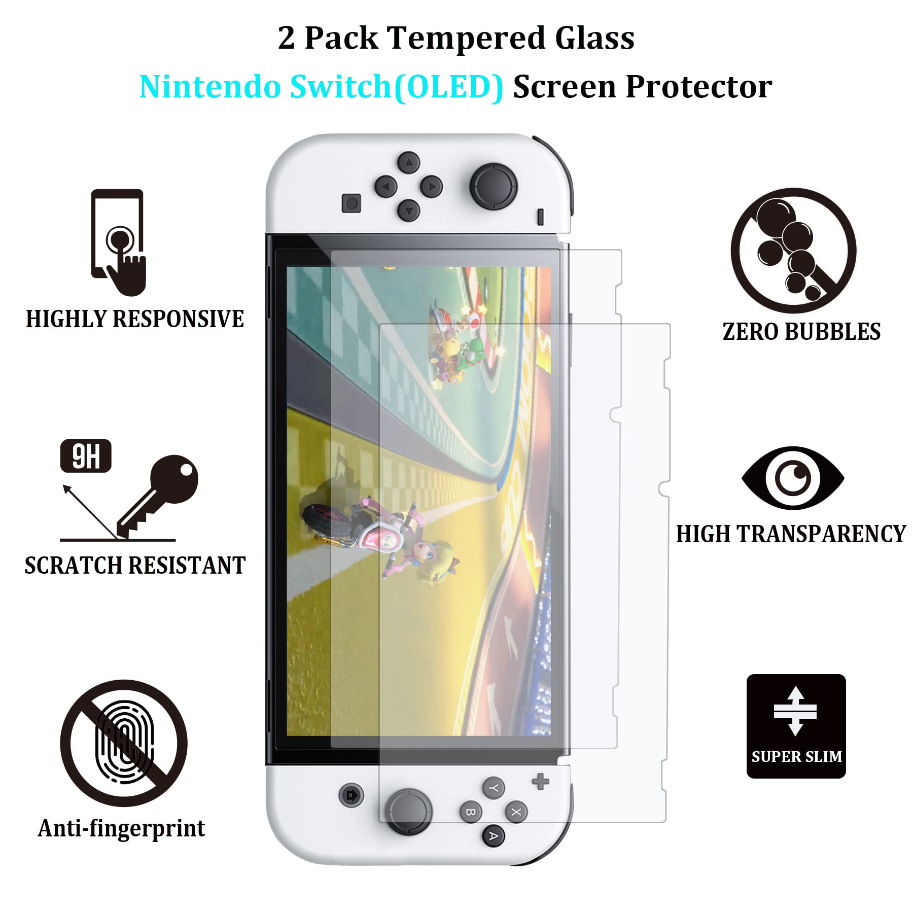 Nintendo Switch OLED Model (2021) Accessories Bundle - 23-in-1 Family Party Kit with Carrying Case, Joy-Con Charging Dock, Grips, Covers, Steering Wheels, Mount & Screen Protectors - Perfect for Gaming Parties, Travel & Home Entertainment