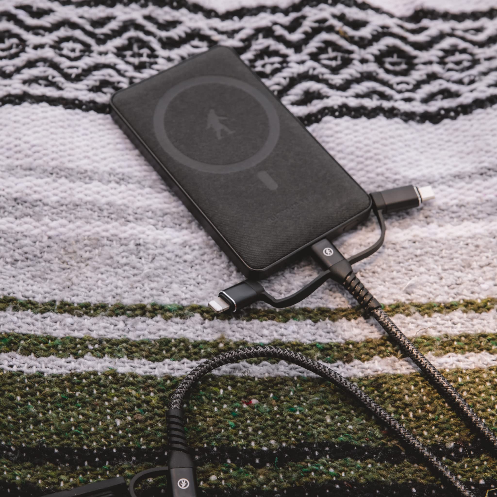 **Calamari Ultra Plus 5-in-1 Charging Cable - 6.5ft Nylon Braided USB-C, Lightning, USB-A & Micro USB Cable - Fast Charging for iPhone, Android, iPad - Perfect for Travel, Home & Office**