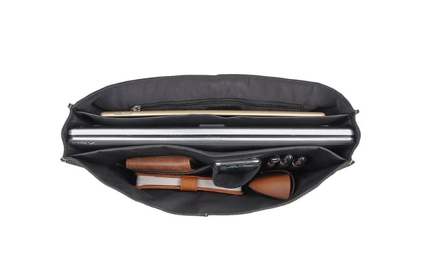 Premium Black Leather Laptop Briefcase for Business & Travel - Stylish Designer Laptop Bag for Men & Women - Perfect for Office, Commuting & Business Trips