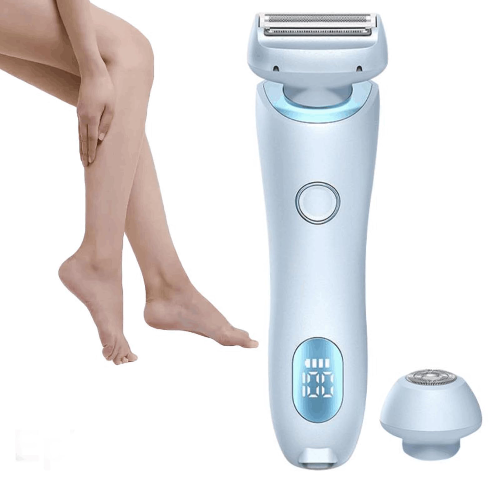 2 in 1 Electric Shaver & Bikini Trimmer for Women - Painless Hair Removal Epilator for Pubic & Body Hair at Home | Multi-Functional Grooming Kit for Smooth Skin | Perfect for Travel, Gym & Daily Personal Care (Blue)