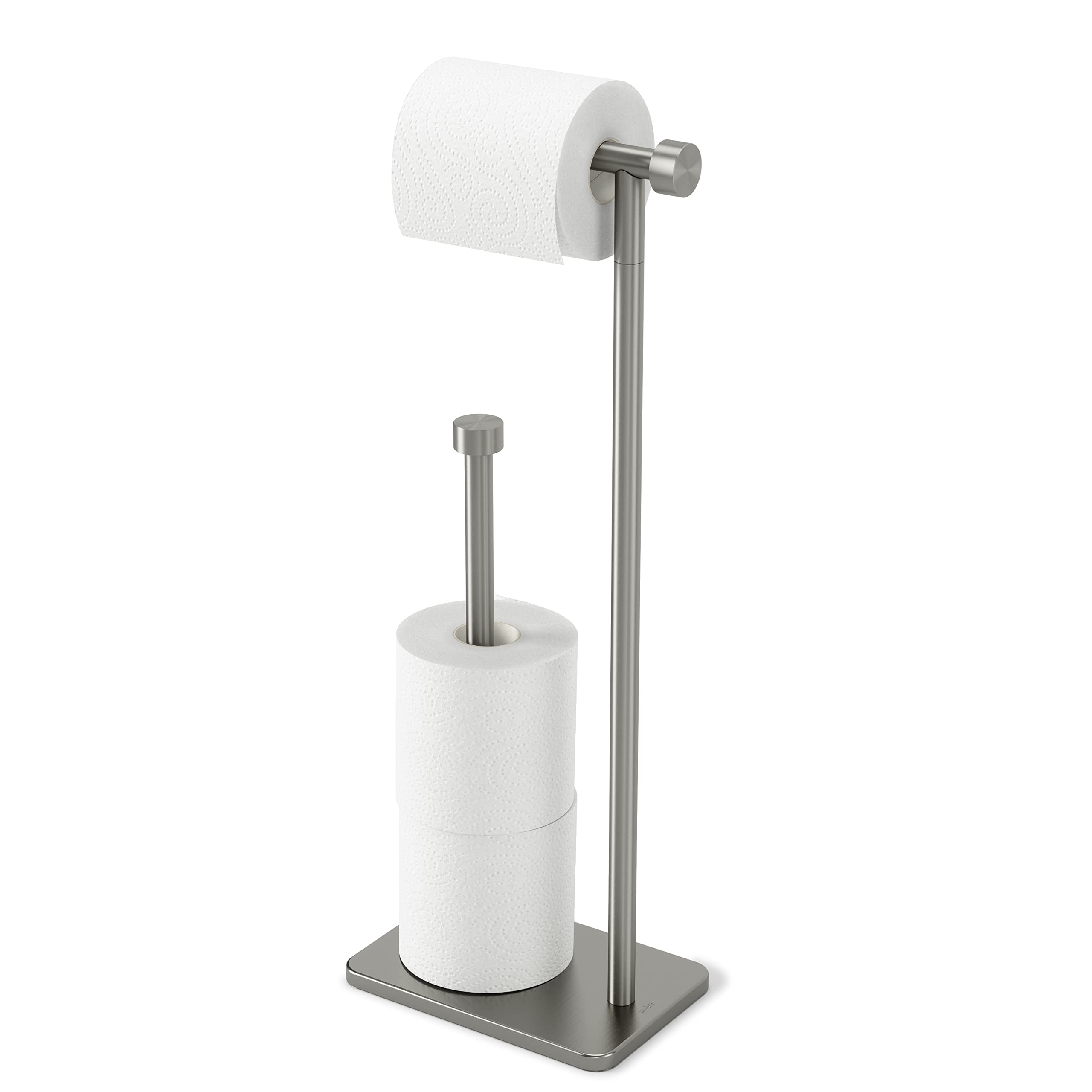 Umbra Cappa Modern Toilet Paper Holder with Reserve Storage - Brushed Nickel Finish - Bathroom Organizer for Small Spaces & Stylish Home Decor