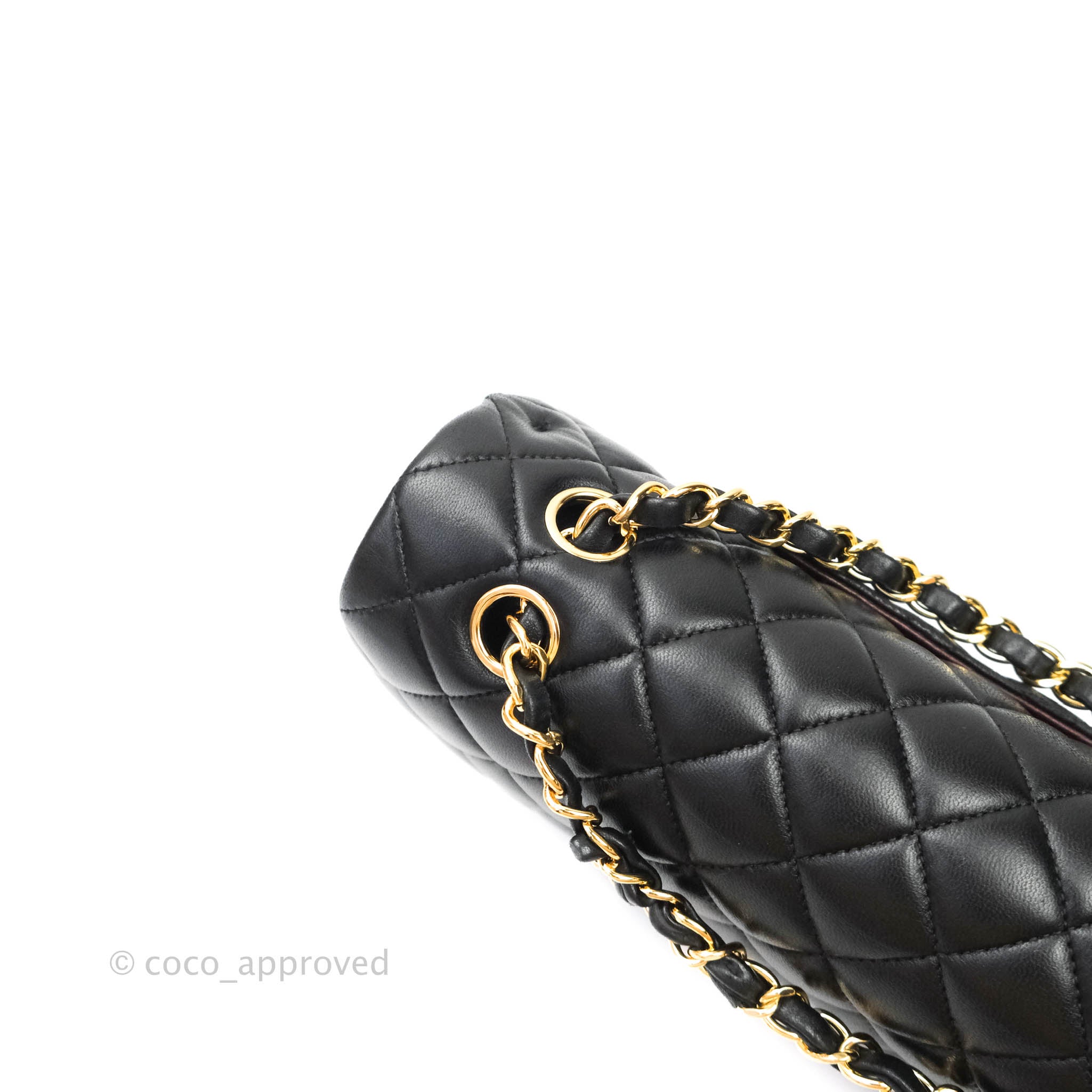 Chanel Classic Medium Double Flap Bag Black Lambskin Gold Hardware - Luxury Designer Handbag for Women, Perfect for Evening Events & Special Occasions