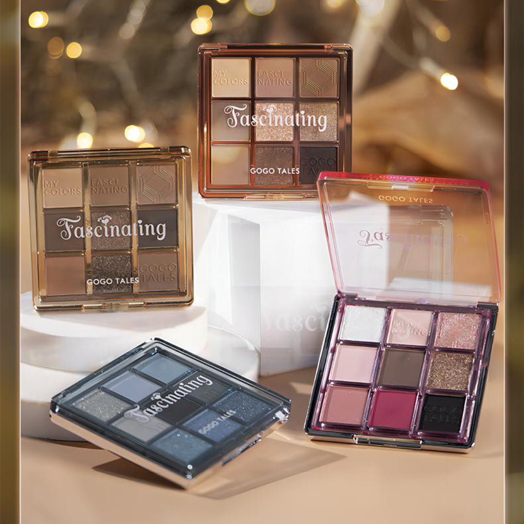 GOGOTALES 9-Color Glass Eyeshadow Palette - Highly Pigmented, Long-Lasting Makeup for Day & Night Looks - Perfect for Professional Makeup Artists & Beauty Enthusiasts