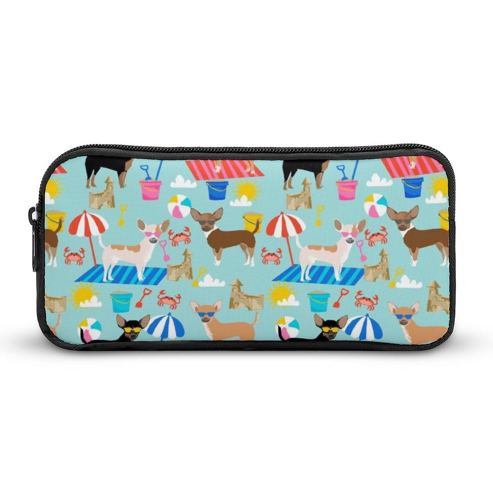 Chihuahua Sandcastles Pencil Case - Cute Dog Design Pouch for School, Office & Travel - Pencil Box, Makeup Bag & Stationery Organizer - Perfect for Students, Artists & Professionals