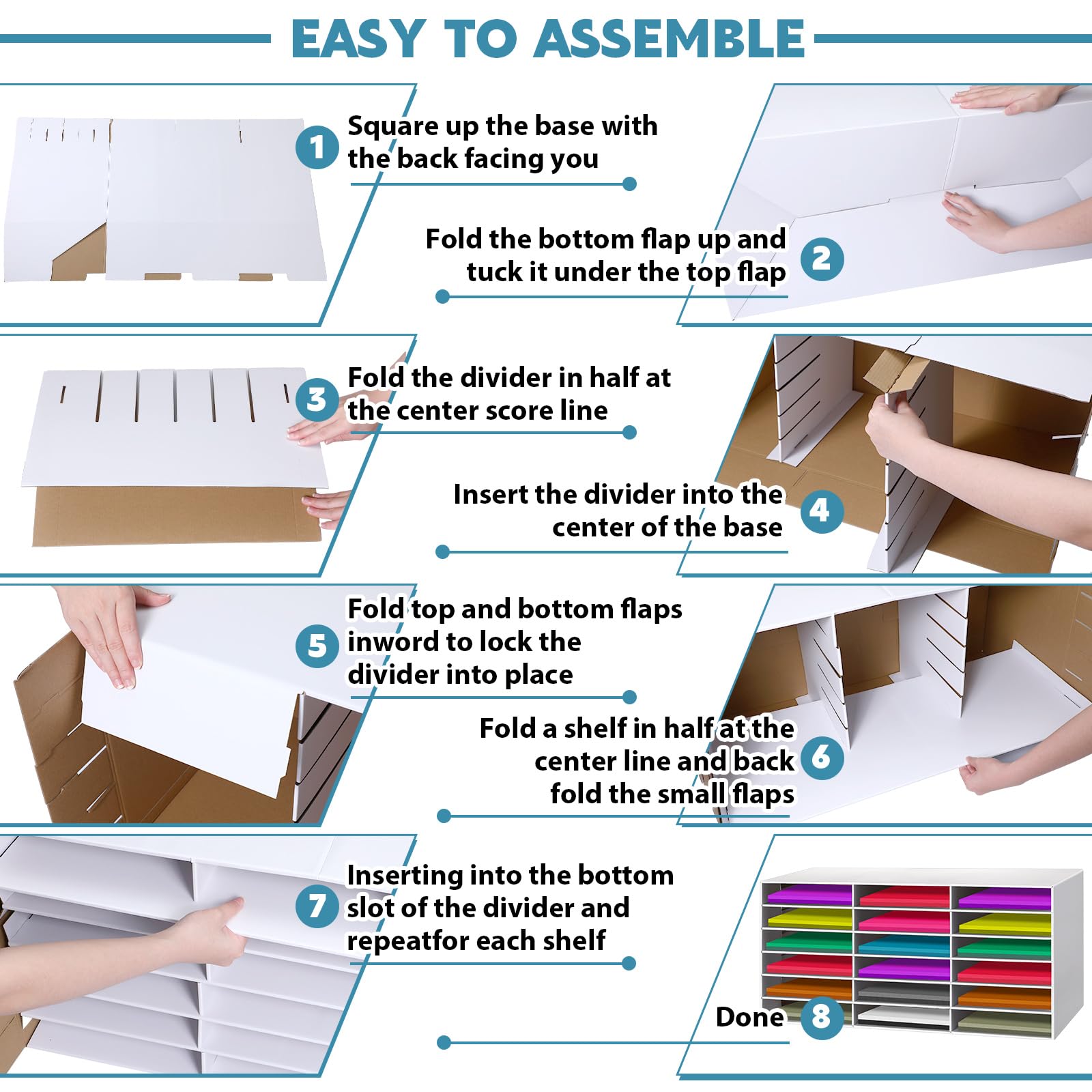 Fuutreo 2-Pack Sturdy Cardboard Classroom Paper Organizer - 18-Slot Construction Paper Storage & Literature Mailbox for Home, Office, School | Perfect for Craft Supplies, Homework, and Document Organization