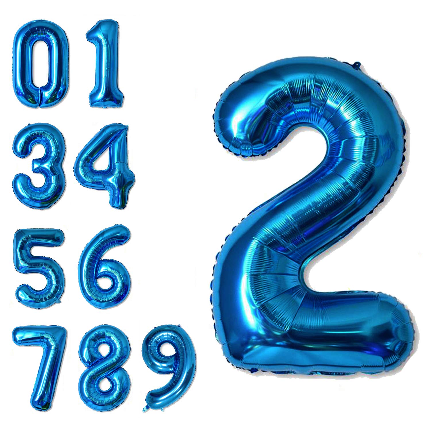 40 Inch Jumbo Blue Number 2 Balloon for Birthday Wedding Party Decor