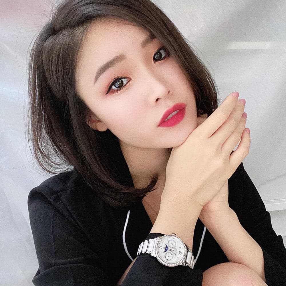 Aries Gold Enchant Luna L 58010L S MP White Ceramic Women's Watch - Elegant Luxury Timepiece for Formal Events & Everyday Wear