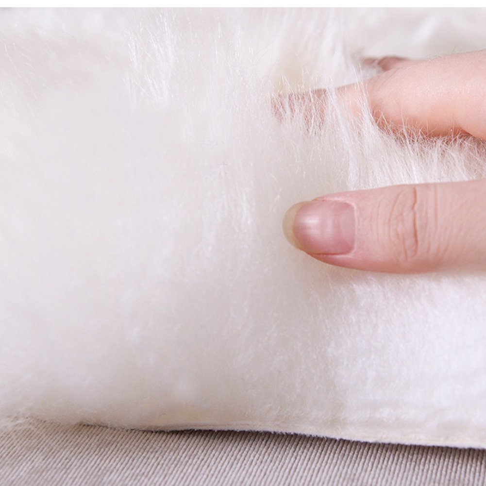 UKELER Premium Sheepskin Seat Cushion - 18×18 Inch Soft Long Wool Sofa & Wheelchair Pad - Breathable Car Seat Cover in White - Perfect for Office, Home & Travel Comfort