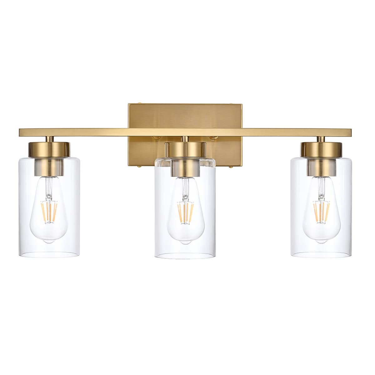 Brushed Brass Bathroom Vanity Light Fixtures with Glass Shade - for Living Room, Bedroom & Hallway