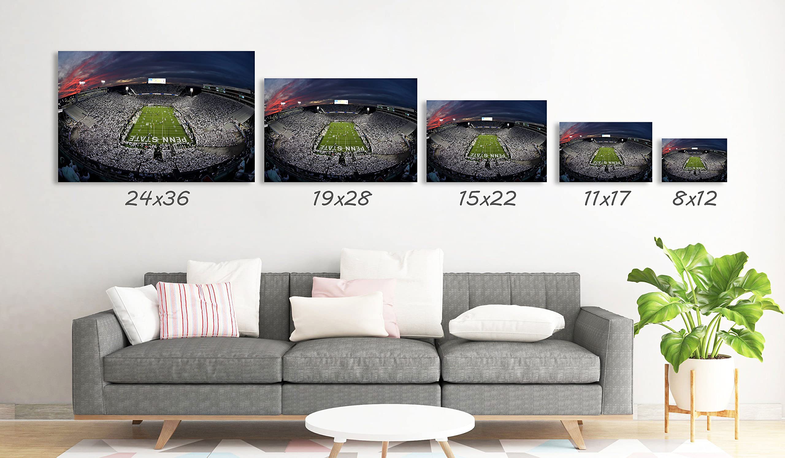 Beaver Stadium Canvas Wall Art - 11x17 Framed Ready to Hang, College Football Decor for Living Room, Kitchen, Office & Game Room - Perfect Gift for Penn State Fans