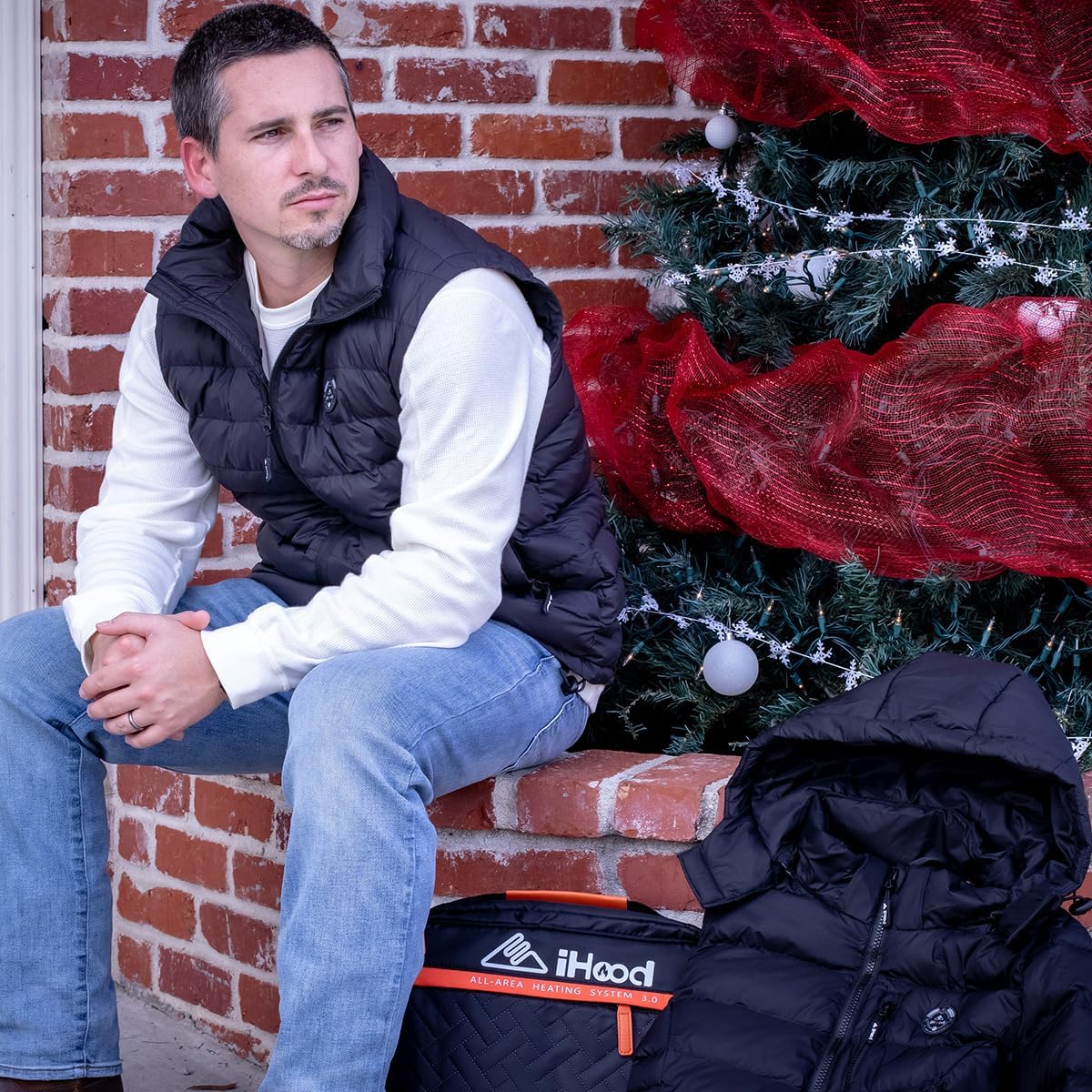 iHood Men's Heated Vest with Battery Pack - Rechargeable Electric Warming Jacket with Retractable Heated Hood, Machine Washable Winter Coat for Outdoor Activities, Hunting & Camping