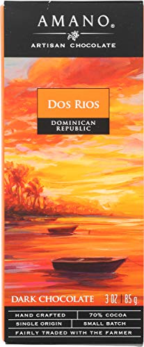 Premium Amano Artisan Dark Chocolate Bar - Dos Rios 70% Cacao, 3 Ounce (85g) - Gourmet Gift, Dessert Pairing & Baking Ingredient