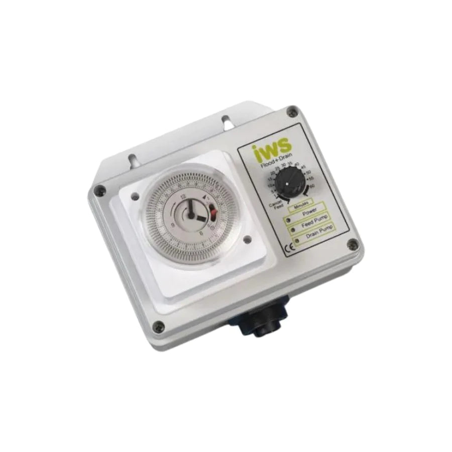 IWS Flood and Drain Timer Unit - Hydroponic System Controller for Indoor Gardening & Greenhouse Automation