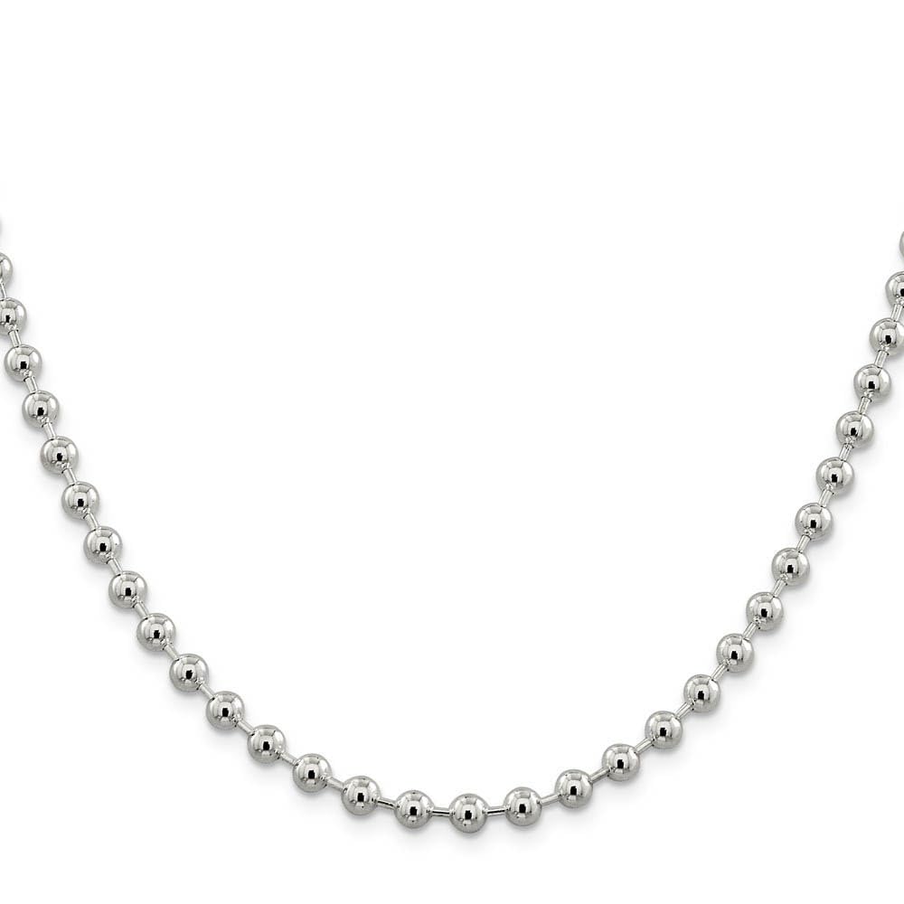 5mm Sterling Silver Beaded Chain Necklace - Elegant Black Bow for Gifts & Parties