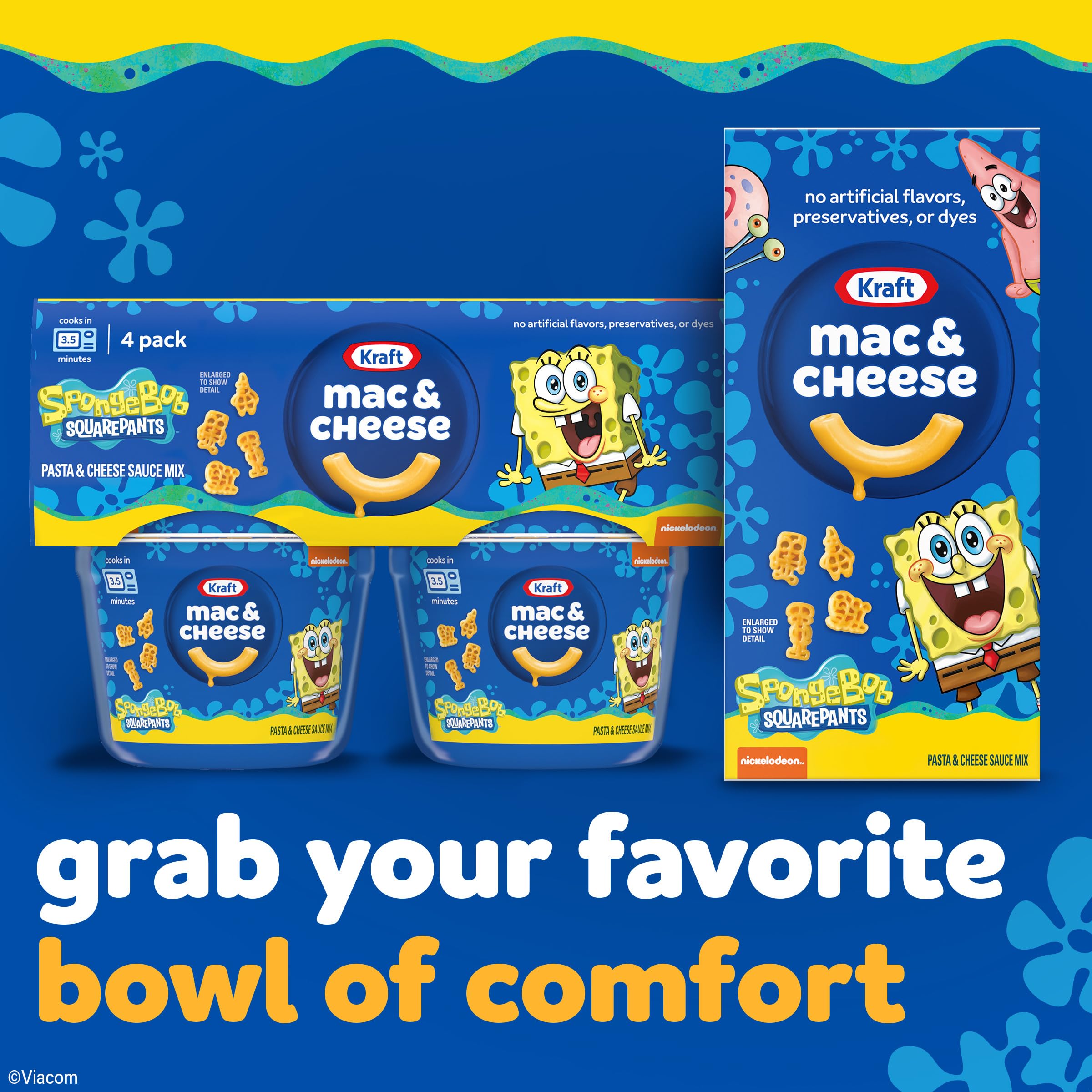 SpongeBob SquarePants Kraft Macaroni and Cheese Dinner - 5.5 oz Box | Easy Microwave Meal for Kids | Fun Lunchbox Idea & After-School Snack