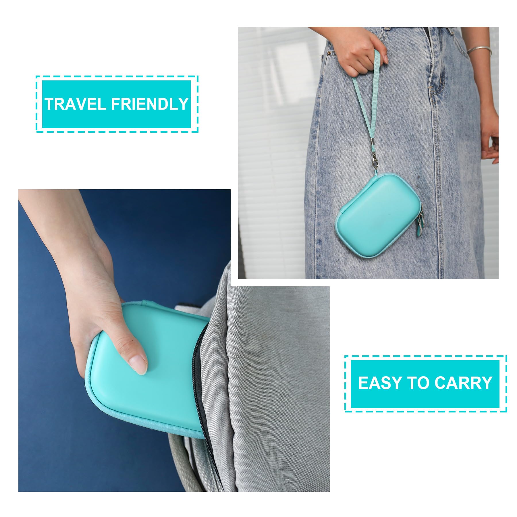 Durable Hard Carrying Case for KODAK Step Color Instant Photo Printer - Wireless Bluetooth Portable Smartphone Printer with Zipper Mesh Pocket (Fits USB Cable & Photo Paper) - Green - Perfect for Travel, Parties & Home Photo Printing