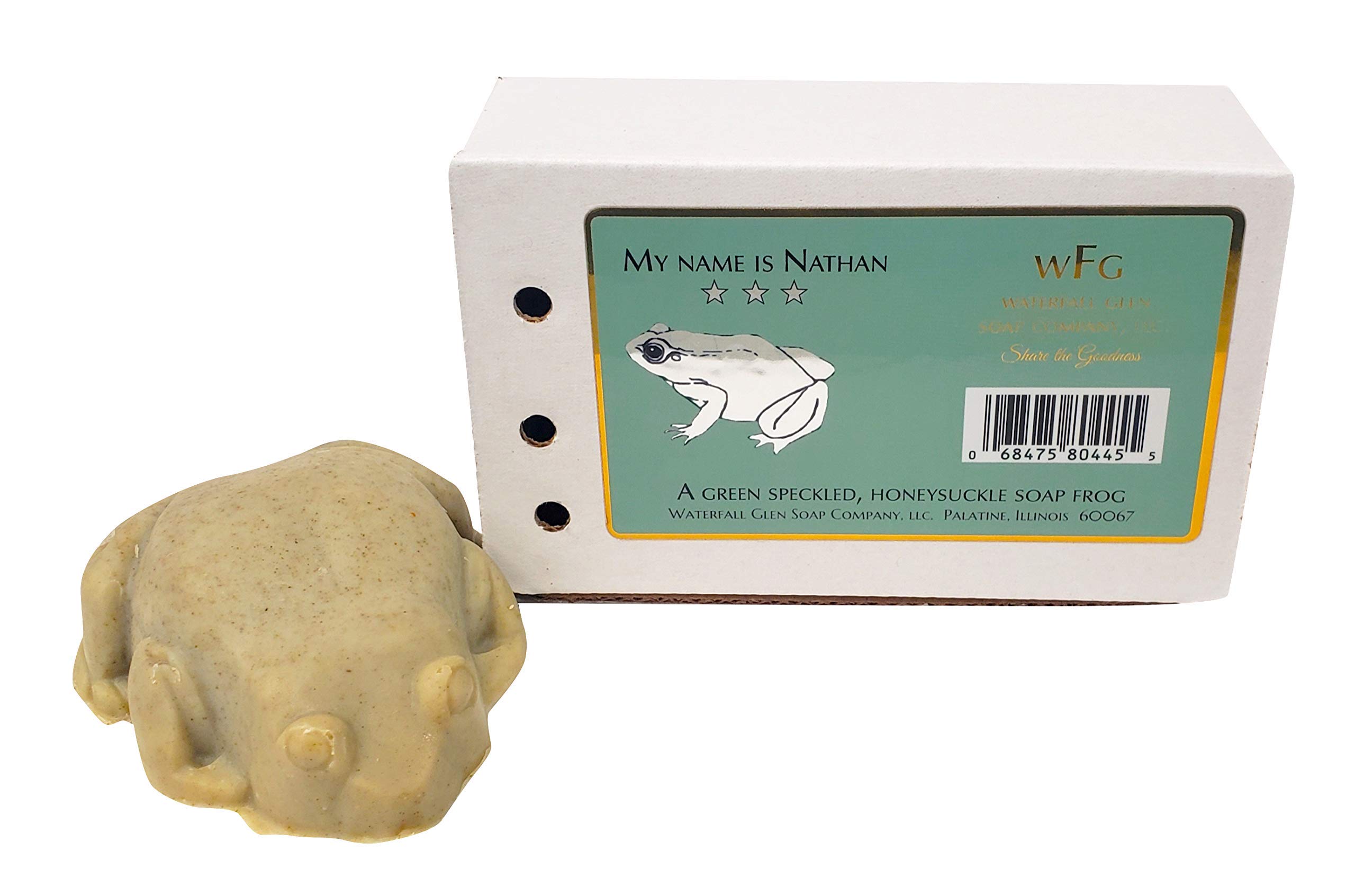 Nathan Frog Soap by WFG Waterfall Glen - Honeysuckle Scented, Natural & Vegan Bath Soap with Shea Butter - Perfect for Relaxing Baths & Gifts