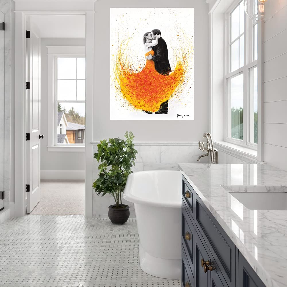 Sunny Autumn Kiss Fine Art Canvas Wall Decor by Ashvin Harrison - Ready to Hang 32x43 Inch - Perfect for Living Room, Bedroom, Office & More - Handmade Landscape Painting for Home & Commercial Spaces