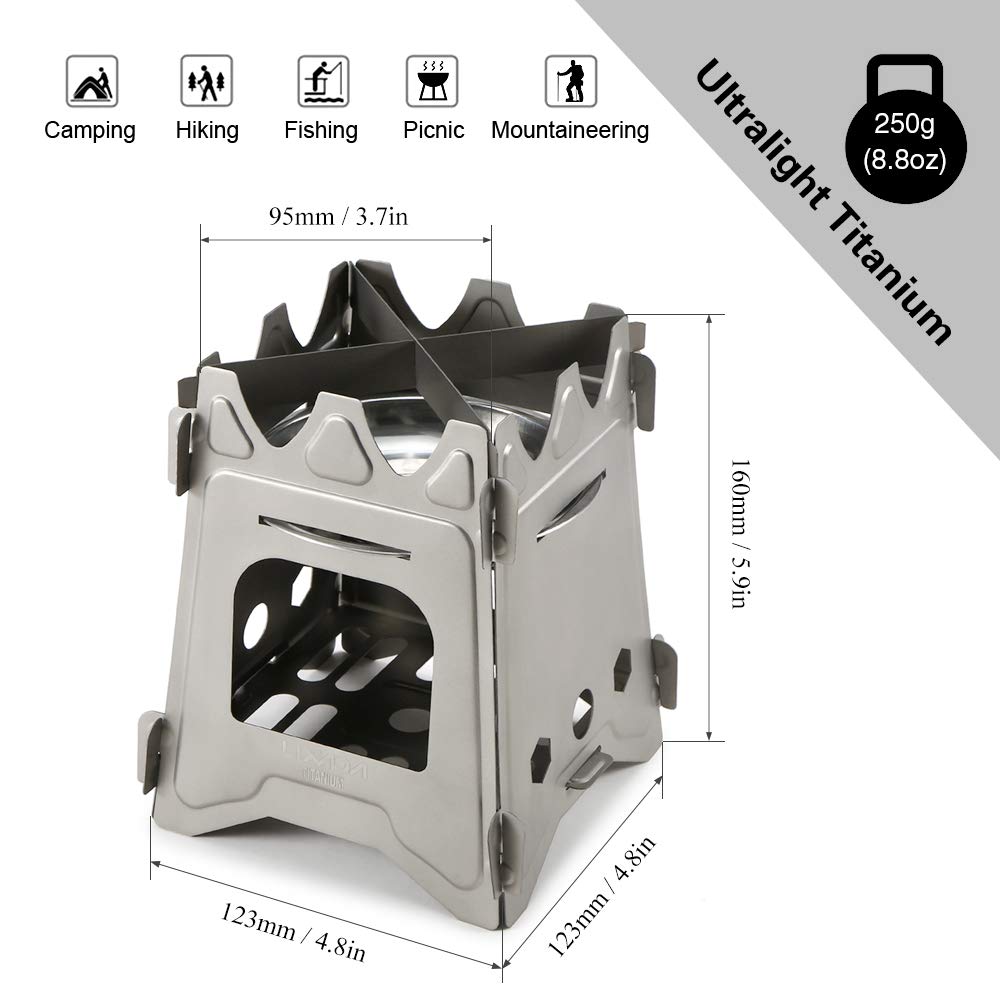 Lixada Titanium Camping Stove - Ultra Lightweight Folding Backpacking Stove with Alcohol Tray | Portable Outdoor Cooking Stove for Hiking, Travel & Survival | Perfect for Backpacking, Camping & Emergency Preparedness