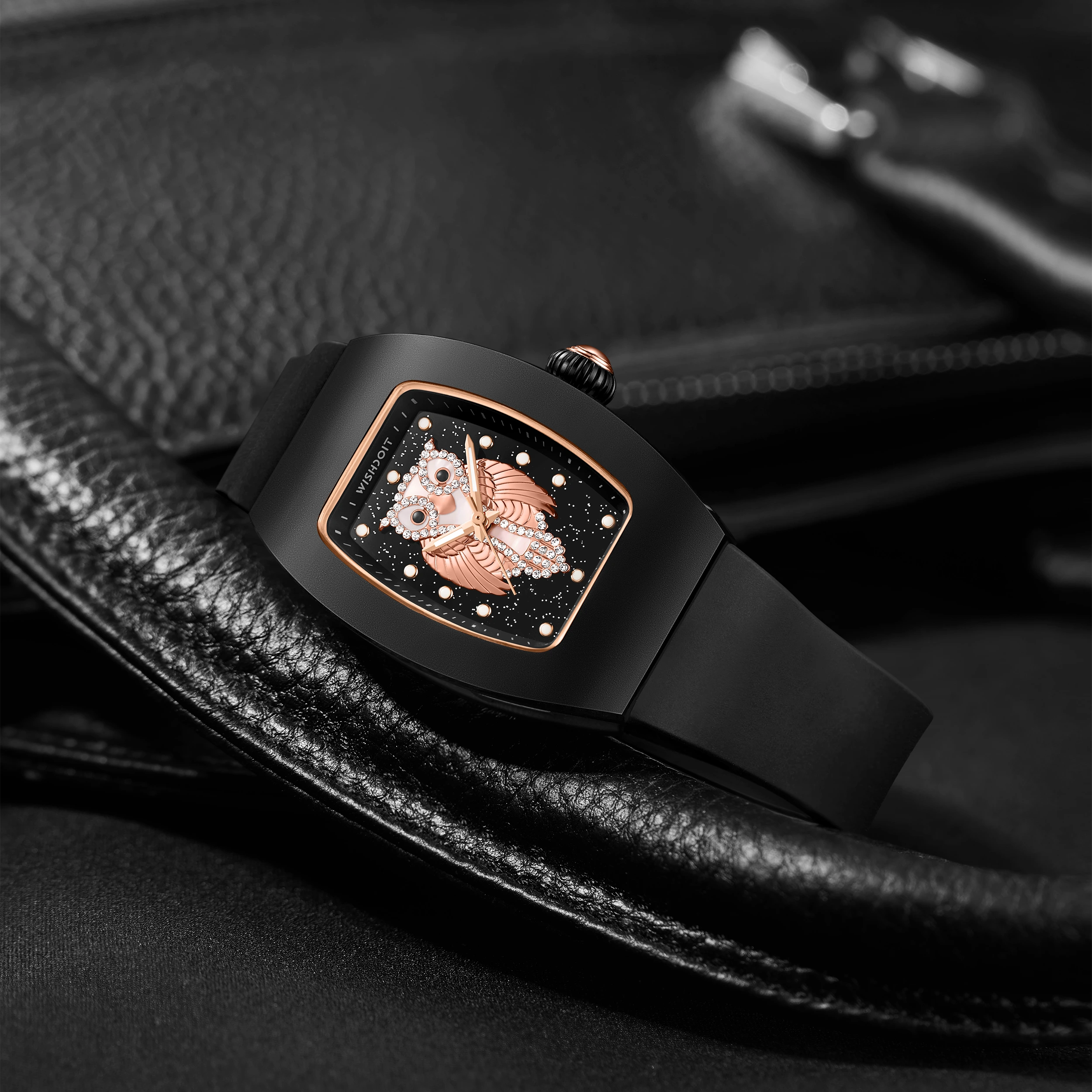 ChronoOwl Ceramic Women's Watch - Elegant Starry Dial Quartz Timepiece with Stainless Steel Band | Perfect for Office, Party & Everyday Wear
