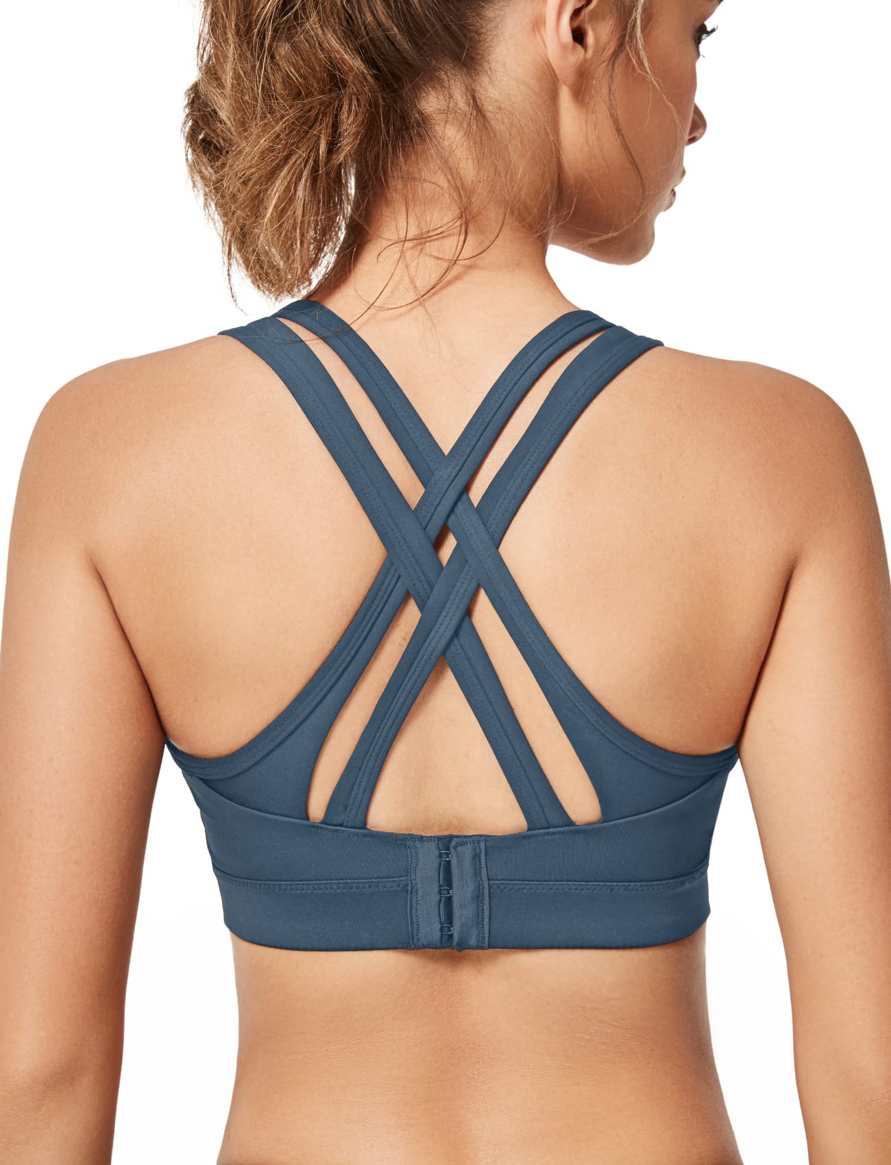 Yvette Women's High Impact Sports Bra - Criss Cross Back Supportive Running Bra for Plus Size - Perfect for Gym, Yoga & High-Intensity Workouts