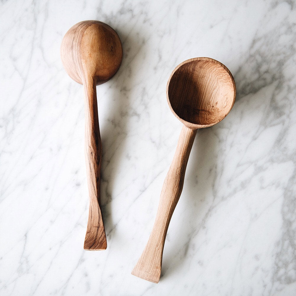 Premium Wild Olive Wood Soup Ladle - Natural, Durable & Eco-Friendly Kitchen Utensil for Serving Soups, Stews & Sauces - Perfect for Home Cooking & Gourmet Dining