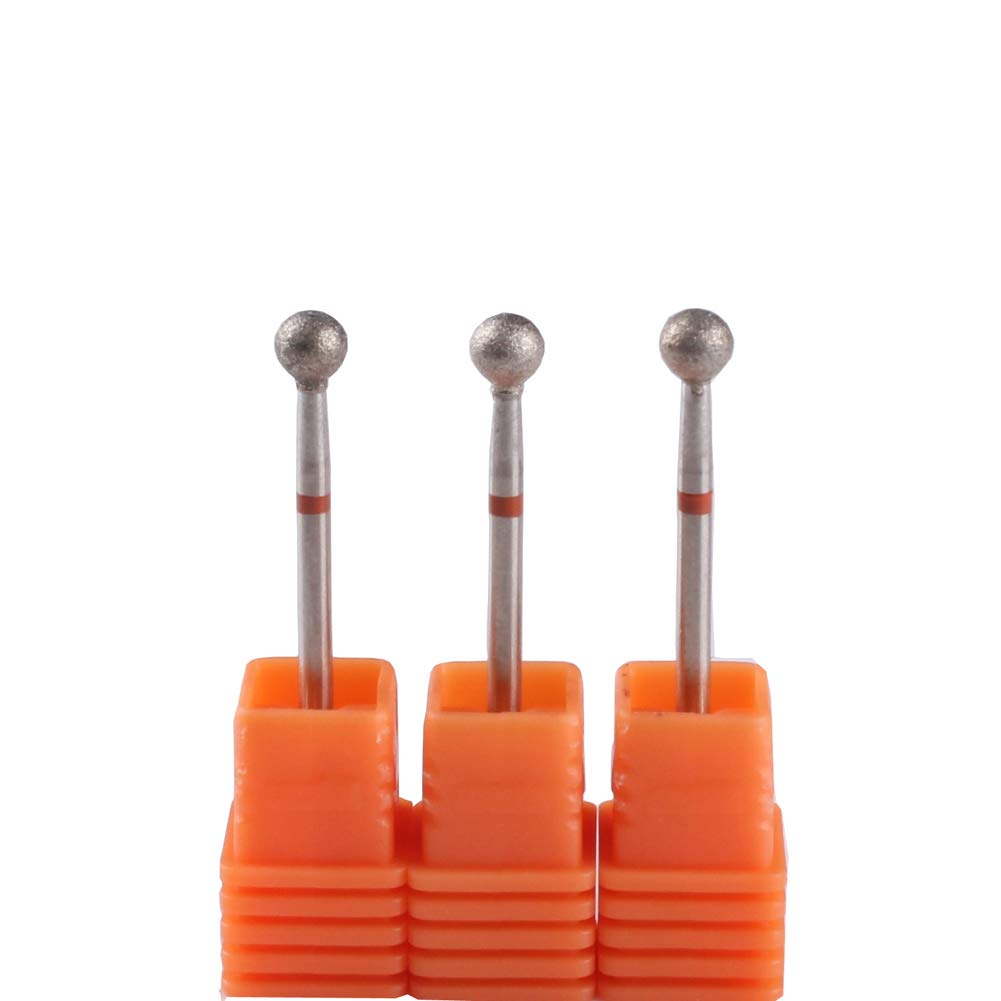 Diamond Cuticle Cleaner Drill Bits - 3pcs 5mm Ball Head Nail Bits for Professional Manicure & Pedicure | Perfect for Salon, Home Nail Care & DIY Grooming