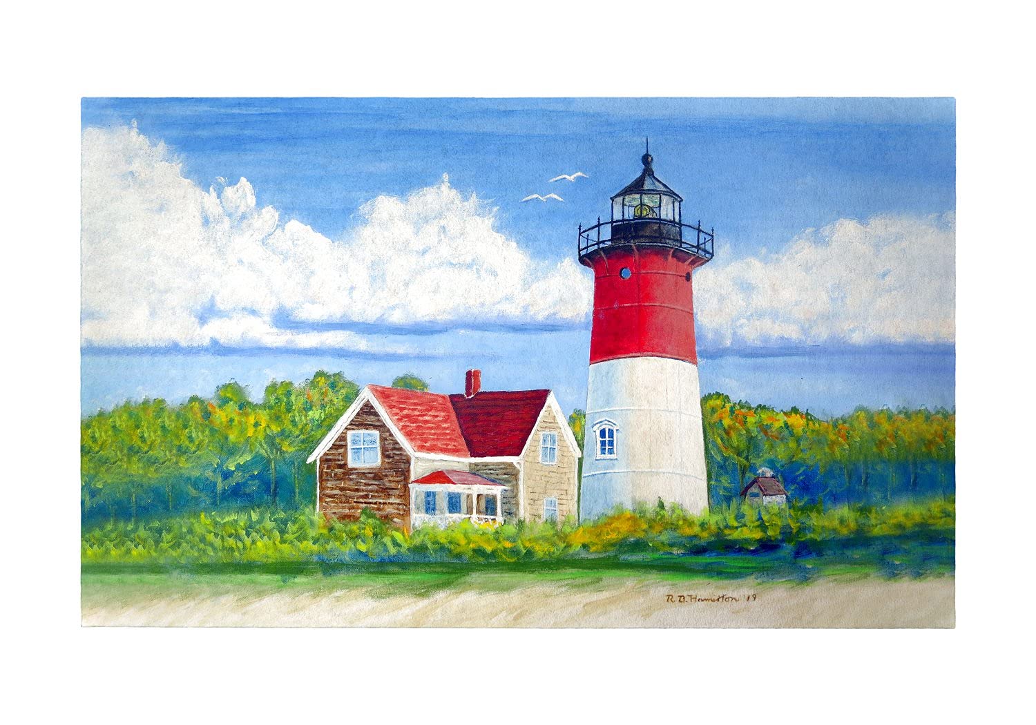 Betsy Drake Nauset Lighthouse Cape Cod MA Non-Slip Door Mat 30x50 - Perfect for Entryway, Porch & Outdoor Use