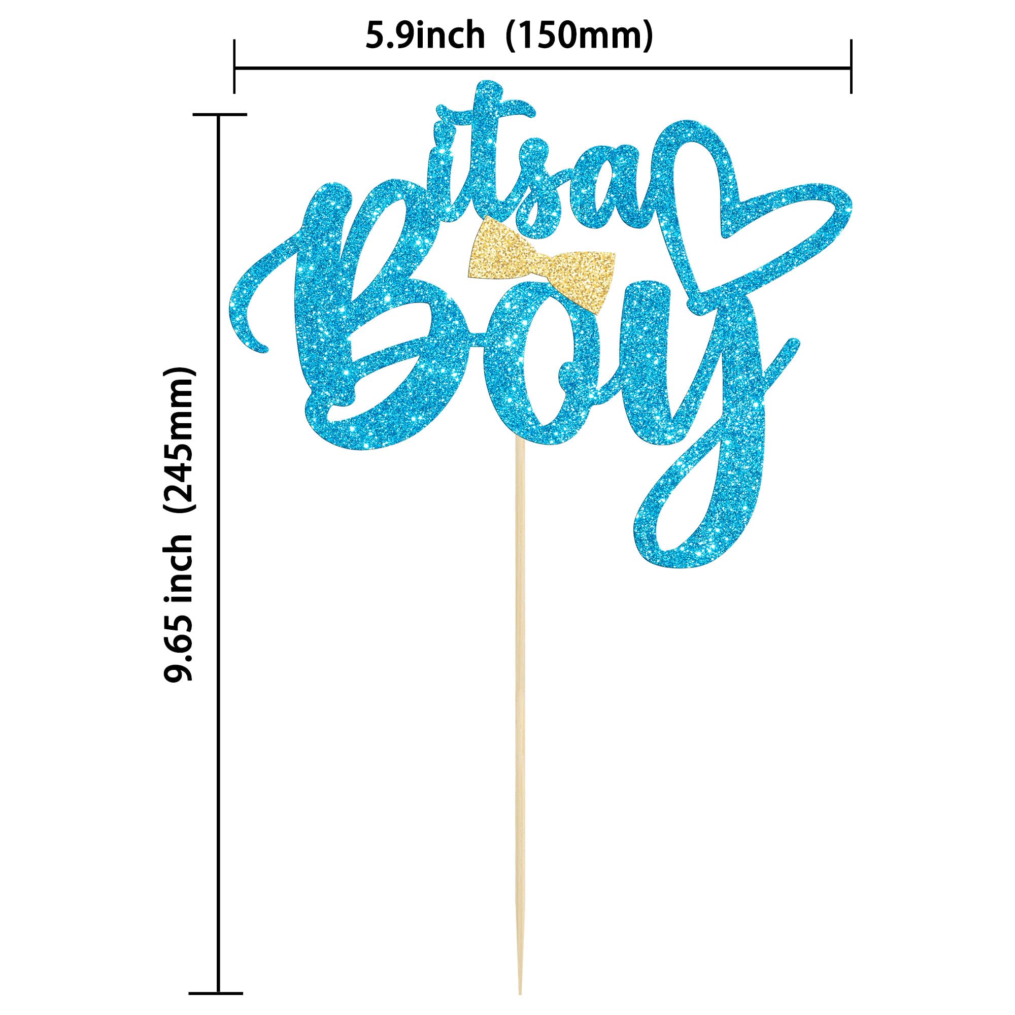 Blue Glitter 'It's a Boy' Cake Topper - Gender Reveal Party Decor for Baby Showers, 1st 2nd 3rd Birthday Celebrations - Perfect for Baby Boy Gender Announcements & Cake Decorating Supplies