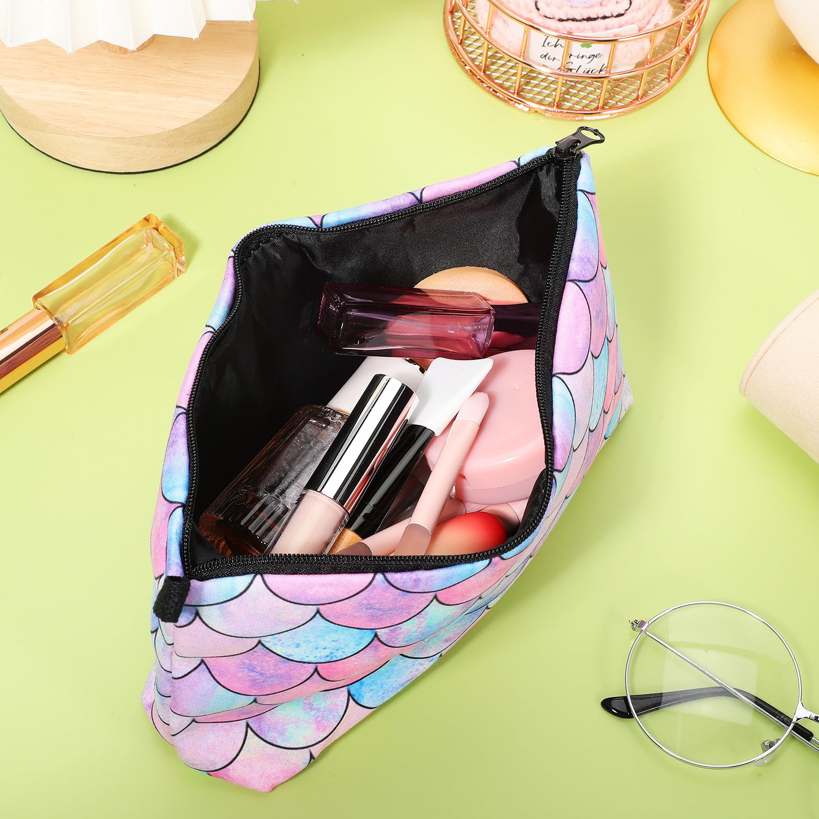 Mermaid Makeup Bag - Fish Scales Cosmetic Pouch for Travel & Toiletries | Women's Beauty Organizer