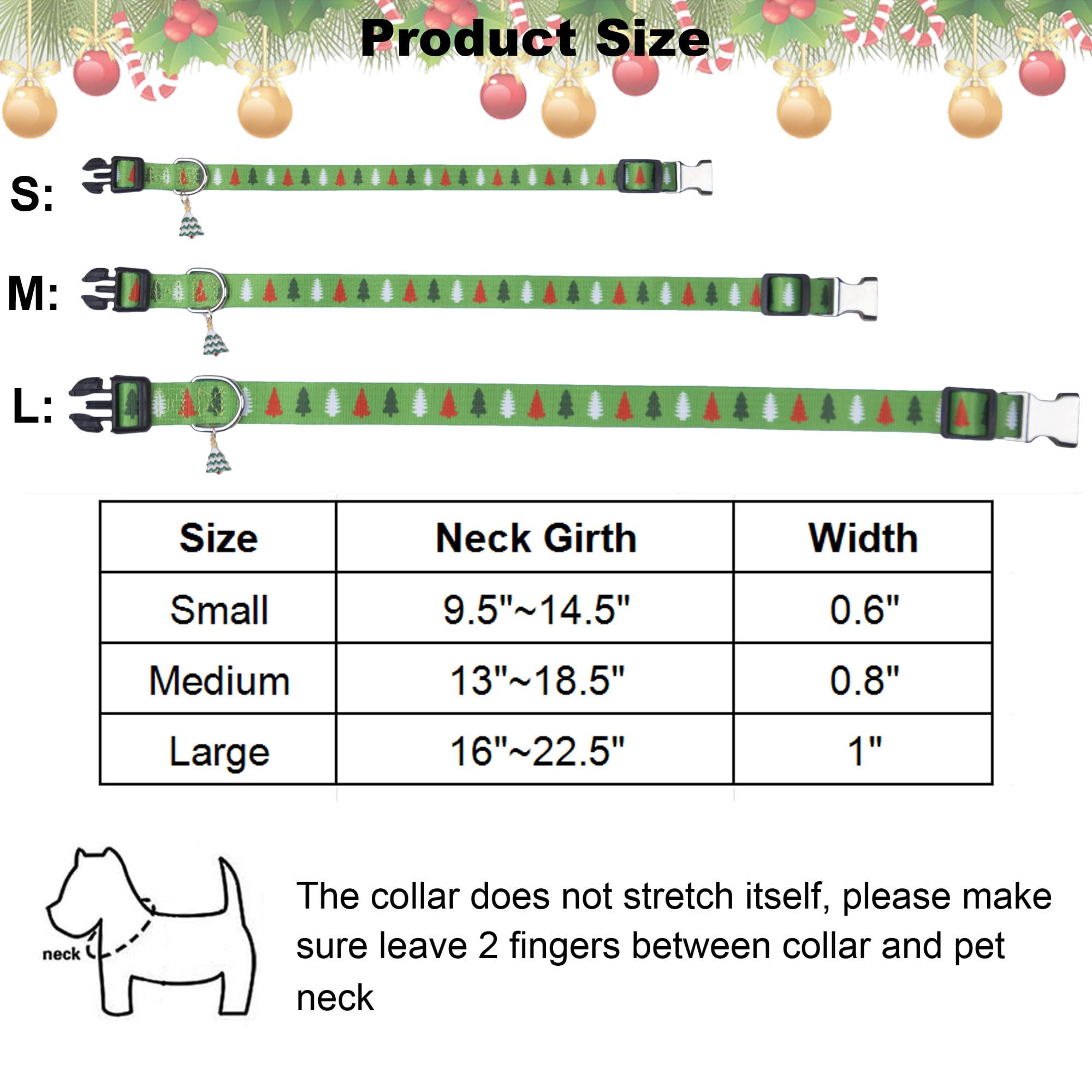 ADOGGYGO Adjustable Christmas Dog Collar - Festive Xmas Tree Pet Collar in Soft Green for Small, Medium & Large Dogs (Large Size) | Perfect for Holiday Photos, Christmas Parties & Seasonal Walks