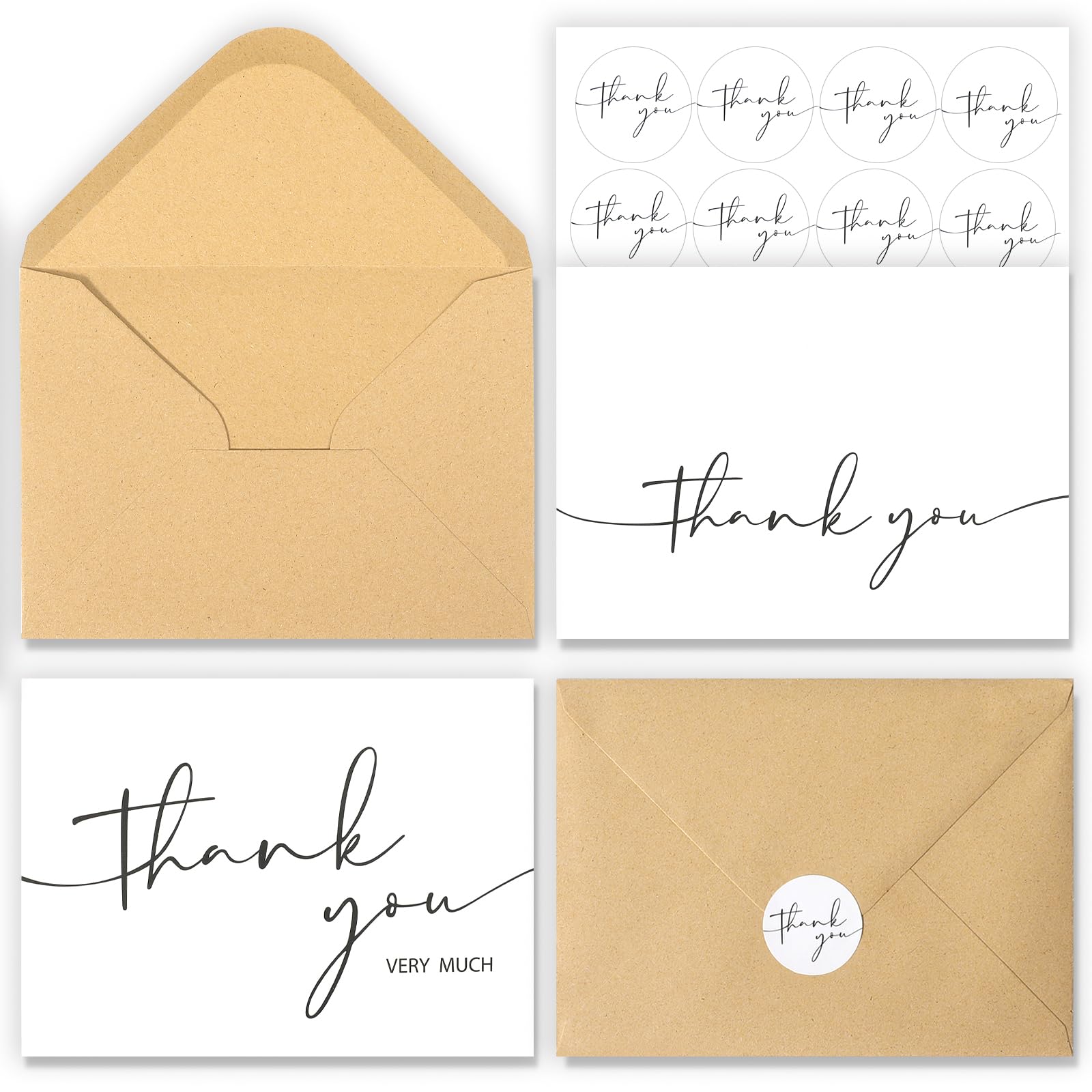 24 PCS Thank You Cards with Envelopes, 4x6 Inch Minimalist Thank You Notes - Elegant Wedding, Bridal Shower, Baby Shower, Business, Funeral & Graduation Cards (White) | Perfect for Expressing Gratitude in Personal & Professional Occasions