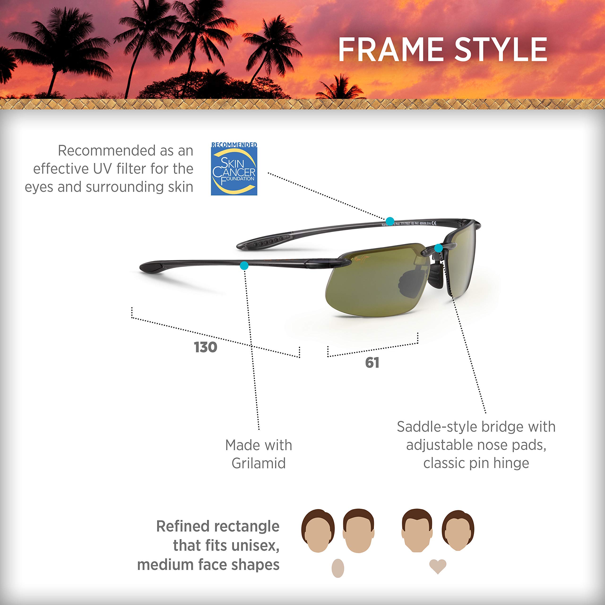 Maui Jim Kanaha Polarized Rimless Sunglasses for Men & Women - UV Protection, Lightweight & Universal Fit - Perfect for Driving, Beach & Outdoor Activities