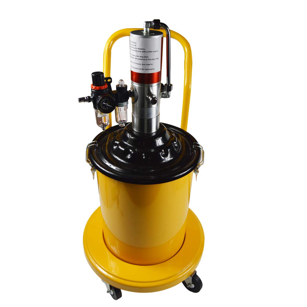 **TECHTONGDA 5 Gallon Air Pneumatic Grease Pump with Gun Hose - Heavy Duty Lubricator for Automotive, Industrial & Farm Equipment Maintenance**    *(Use Case: Ideal for greasing bearings, gears, and machinery in auto repair shops, construction sites, and agricultural equipment maintenance.)*