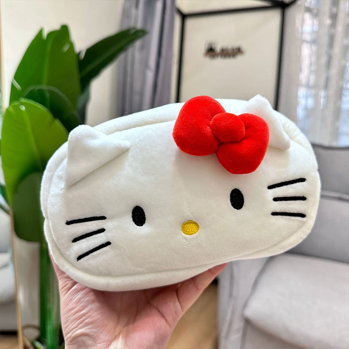 Cute Kitty Cosmetic Bag for Women & Girls - Kawaii Anime Cartoon Makeup Pouch with Large Capacity - Perfect for Travel, School, and Daily Beauty Essentials Storage