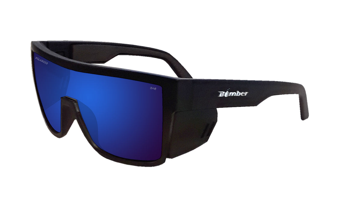 BUZZ Bomb Safety Glasses - Polarized Blue Mirror Lens Z87+ for Outdoor Work, Sports & UV Protection