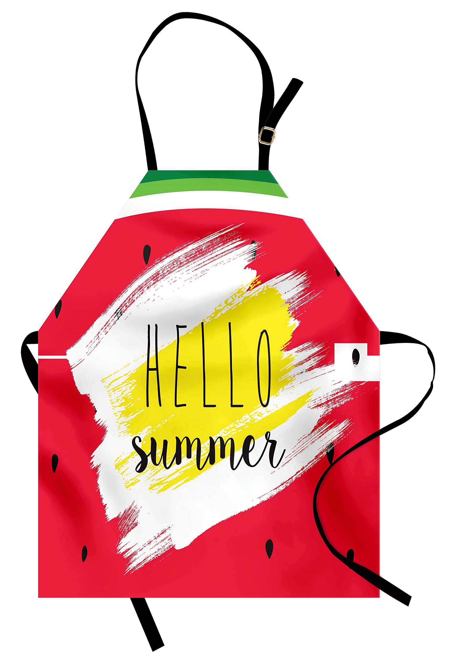 Ambesonne Watermelon Apron - Adjustable Unisex Kitchen Bib for Cooking, Baking, Gardening