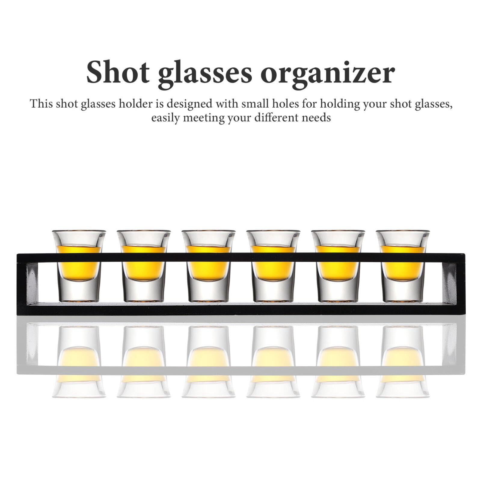 Wooden Shot Glass Holder & Wine Cup Tray - Whiskey Glass Storage Organizer for Bar, Home, and Party Use