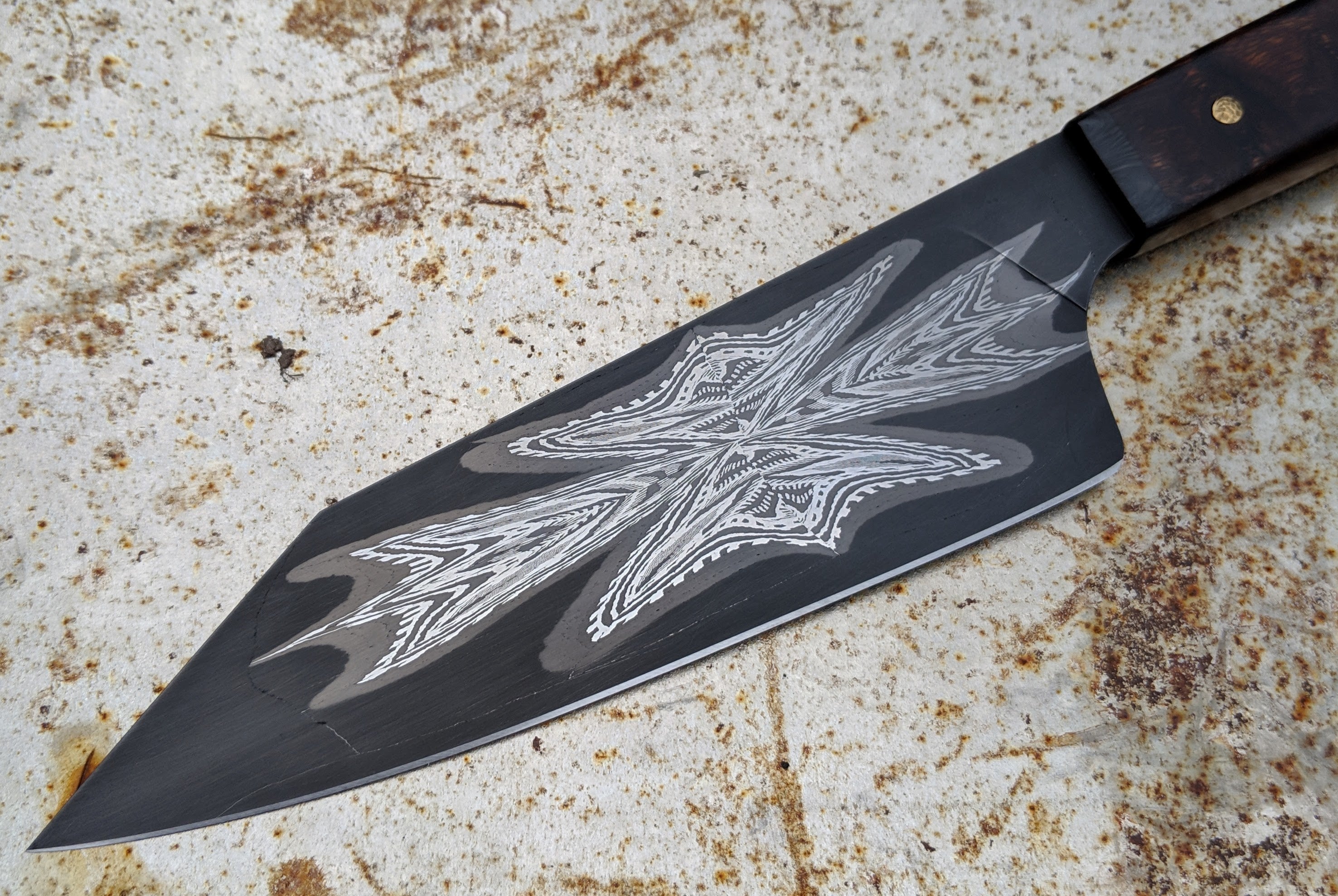 Neil Gillert 165mm Pattern Welded Mini Kiritsuke Knife - Japanese Style Chef's Knife for Precision Slicing, Dicing & Garnishing - Perfect for Sushi, Vegetables & Meat Preparation