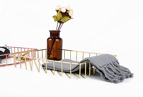 Stainless Steel Metal Storage Basket - Stackable Desk Organizer for Fruits, Office Supplies & Household Items | Perfect for Kitchen Counter, Office Desk & Bathroom Organization (Gold)