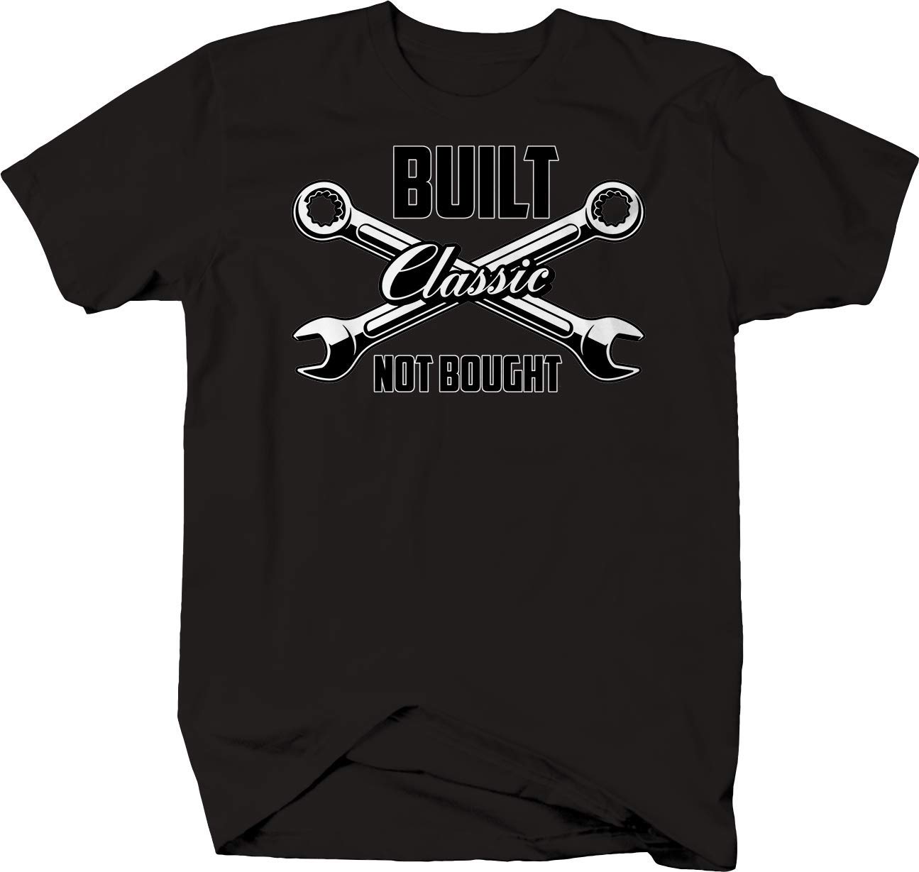 Built Not Bought Wrenches Classic Racing T-Shirt for Men - Vintage Car Mechanic Style Cotton Tee - Perfect for Racing Enthusiasts, Car Shows & Casual Wear
