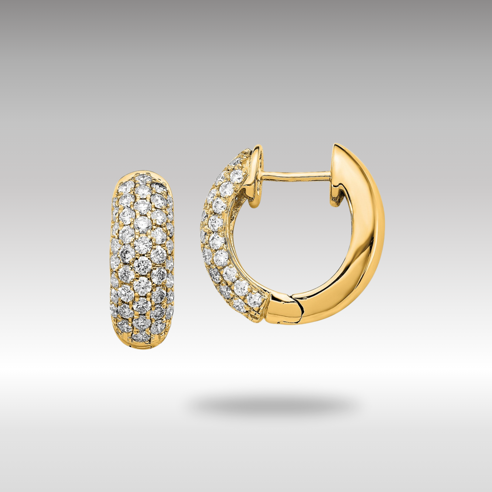 14K Gold Diamond Hinged Hoop Earrings for Women - Elegant Dangle Hoops with Sparkling Stones - Perfect for Parties, Weddings & Date Nights - Model EM5391