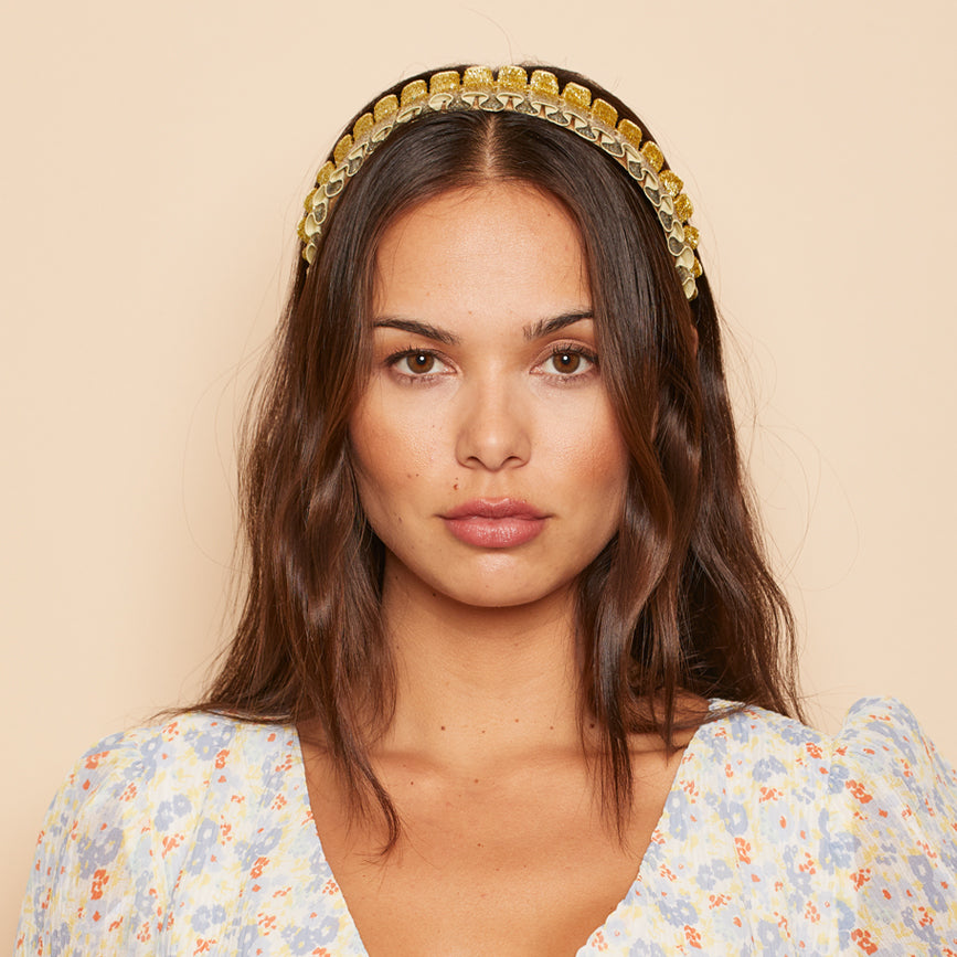 Rafaela Metallic Velvet Headband for Women - Elegant Hair Accessory for Parties, Weddings & Special Occasions