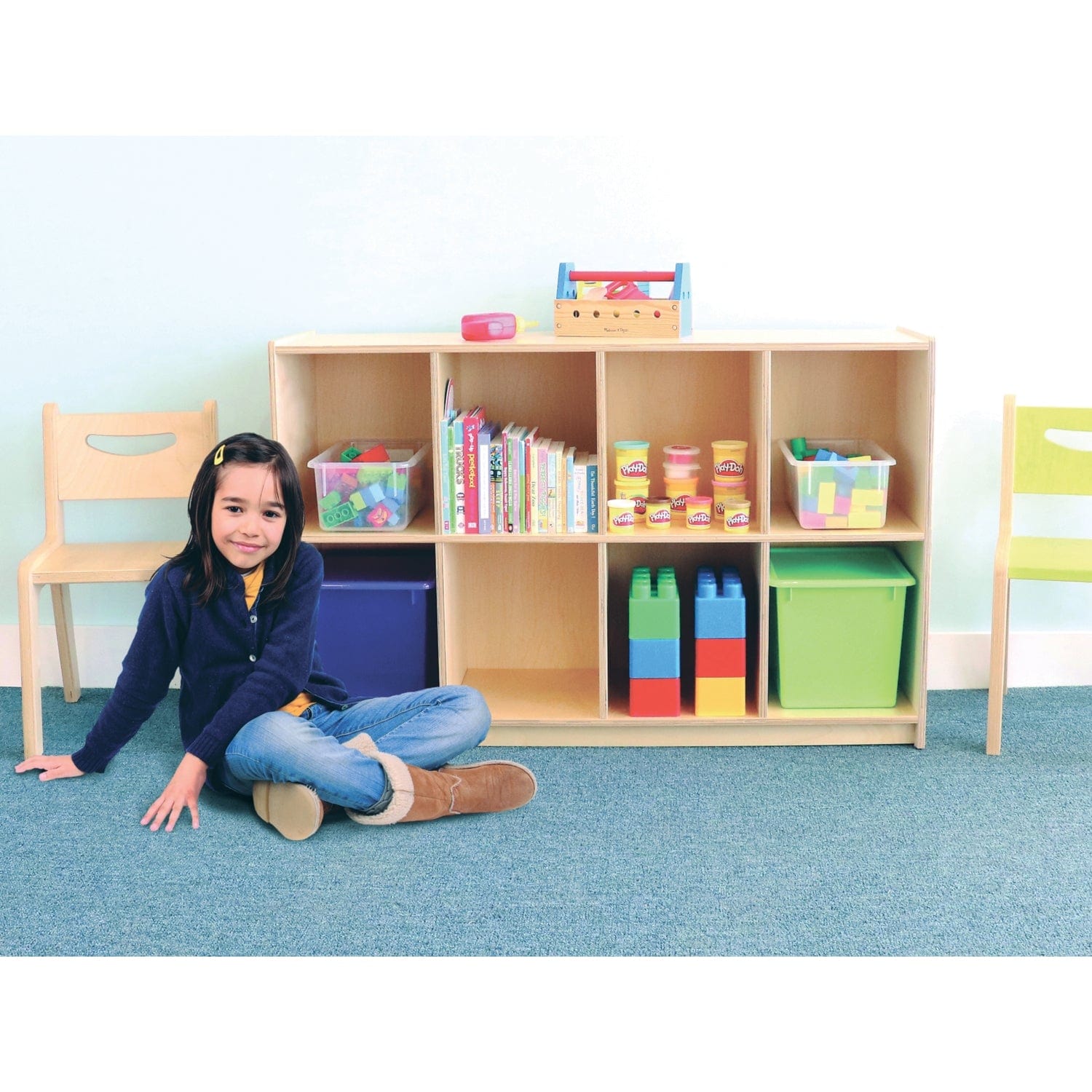 8-Cubby Storage Cabinet Organizer - Kids Toy & School Supplies Organizer for Playroom, Classroom & Home Organization