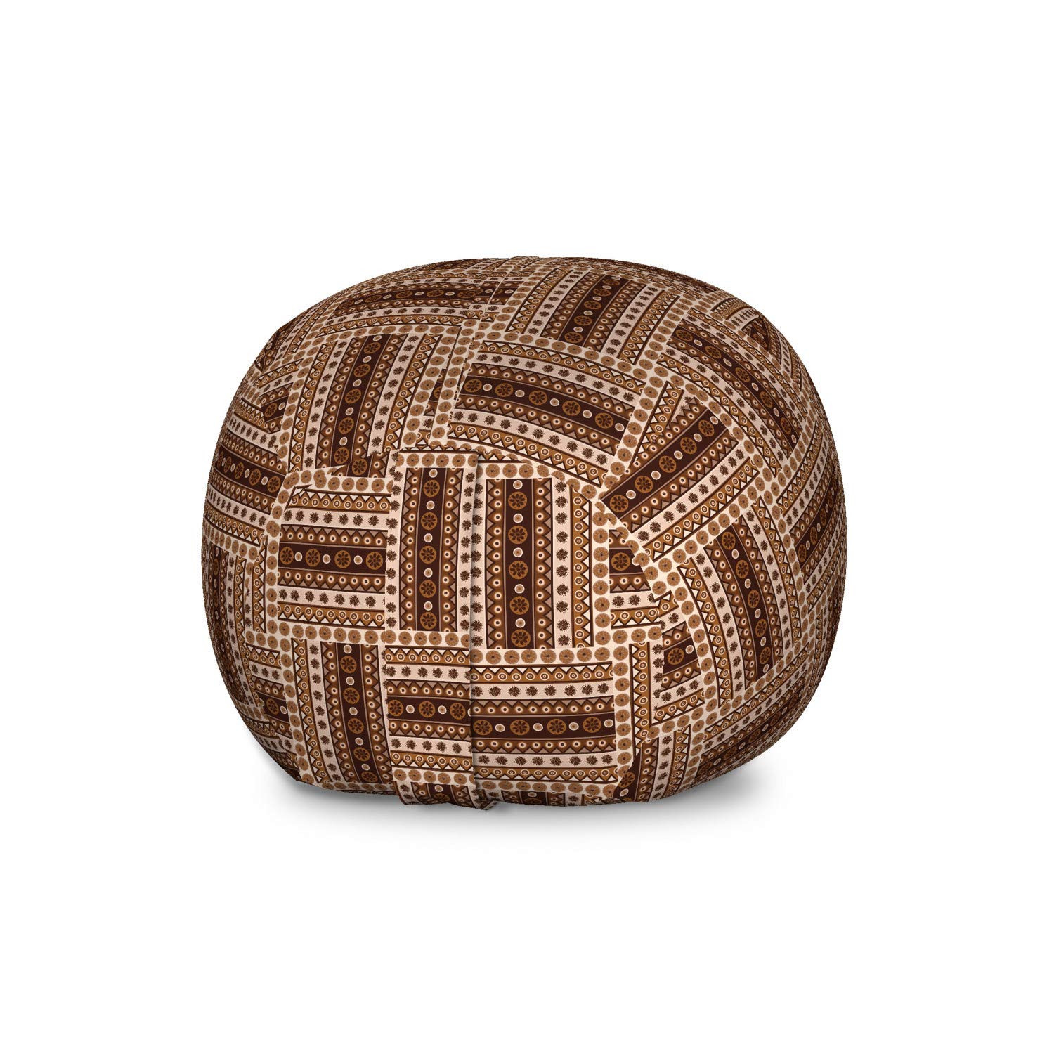 Ambesonne Bohemian Geometric Toy Storage Bag Chair - Large Washable Stuffed Animal Organizer in Earth Tones (Brown Caramel) | Perfect for Kids' Room, Nursery, Playroom & Home Organization