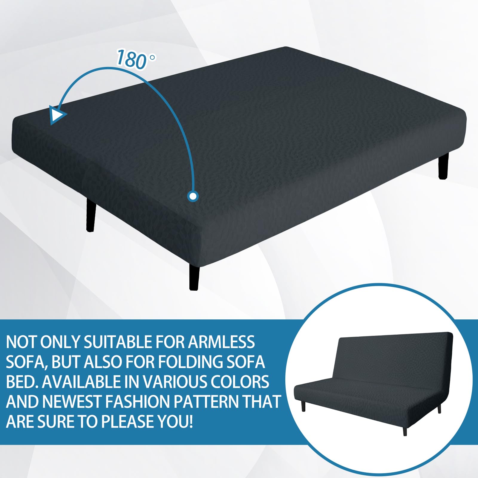 Stretch Futon Cover Full Size - Soft Durable Sofa Bed Slipcover for Pets & Home Decor (Dark Gray)