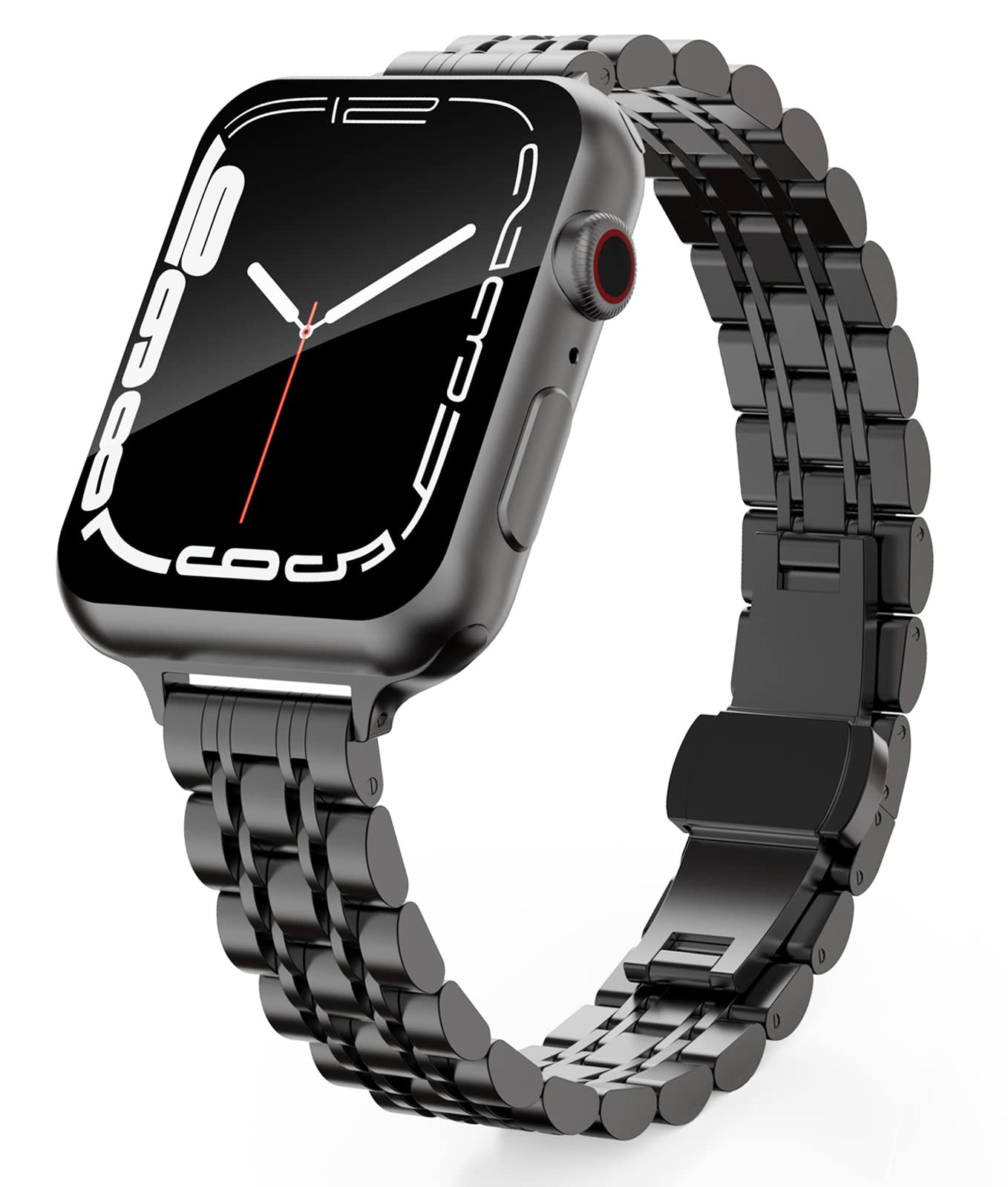 Slim Metal Watch Band Compatible with Apple Watch 41mm 40mm 38mm 45mm 42mm 44mm 49mm - Thin Stainless Steel Chain Link Strap for Women - iWatch Series 9/8/7/SE/Ultra/6/5/4/3/2/1 - Perfect for Work, Gym & Everyday Wear