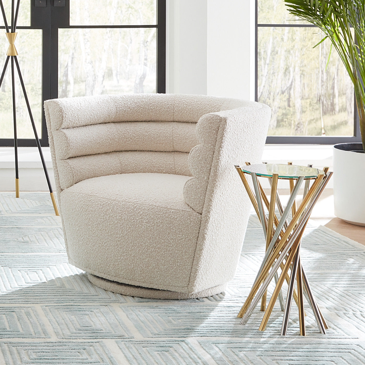 Maxime Swivel Club Chair - Modern 360-Degree Rotating Lounge Chair for Living Room, Office, or Reading Nook - Comfortable Upholstered Accent Chair with Sturdy Metal Base