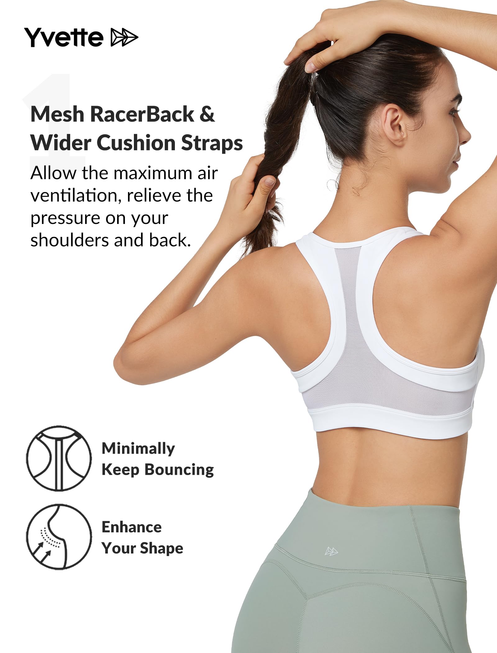 Yvette Zip Front Sports Bra for Women - High Impact Plus Size Workout Bra for Running, Fitness & Training | Supportive Athletic Top for Gym, Yoga & Active Lifestyle